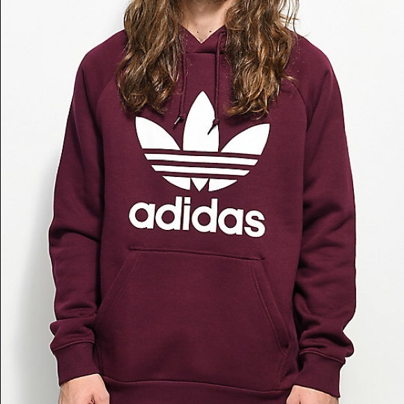 Adidas Burgundy Hoodie/Sweatshirt - Picture 2 of 4